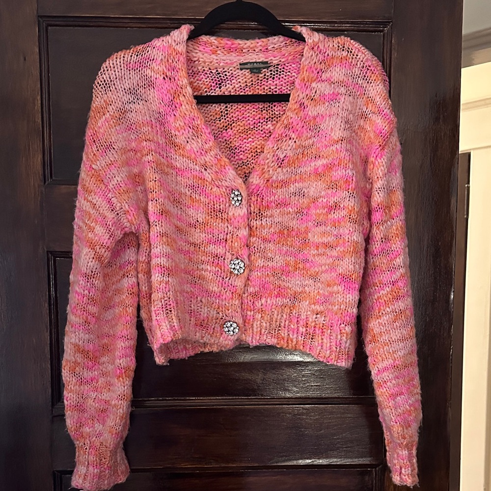 Wild Fable Pink Multi-Color Knit Cardigan